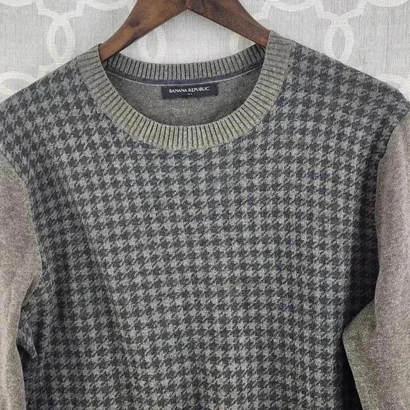 Banana Republic 100% cotton Checker Crew neck Pullover Men's Sweater M - Picture 4 of 7